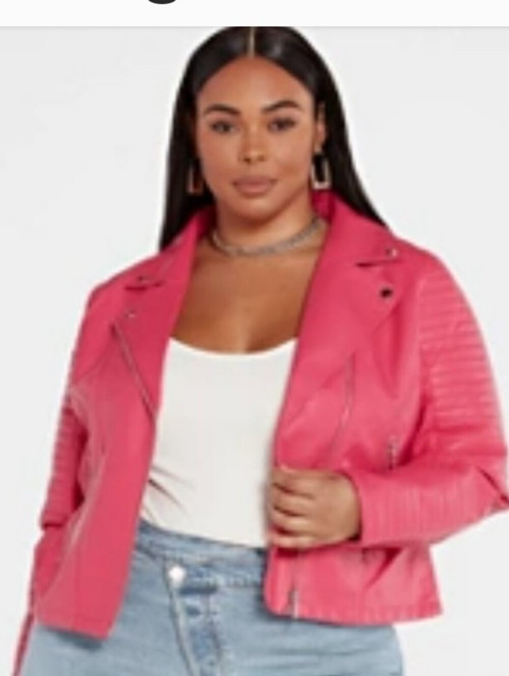 Fashion to Figure Plus Size Pink Moto Jacket faux leather NWT size 1X